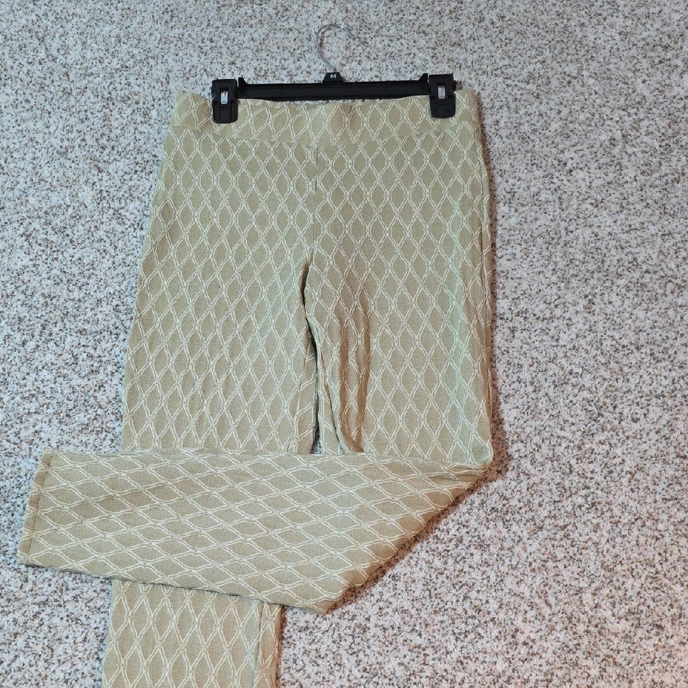 Elegant Cream Patterned Women's Pants